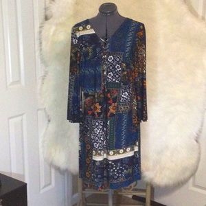 Patchwork shift floral dress